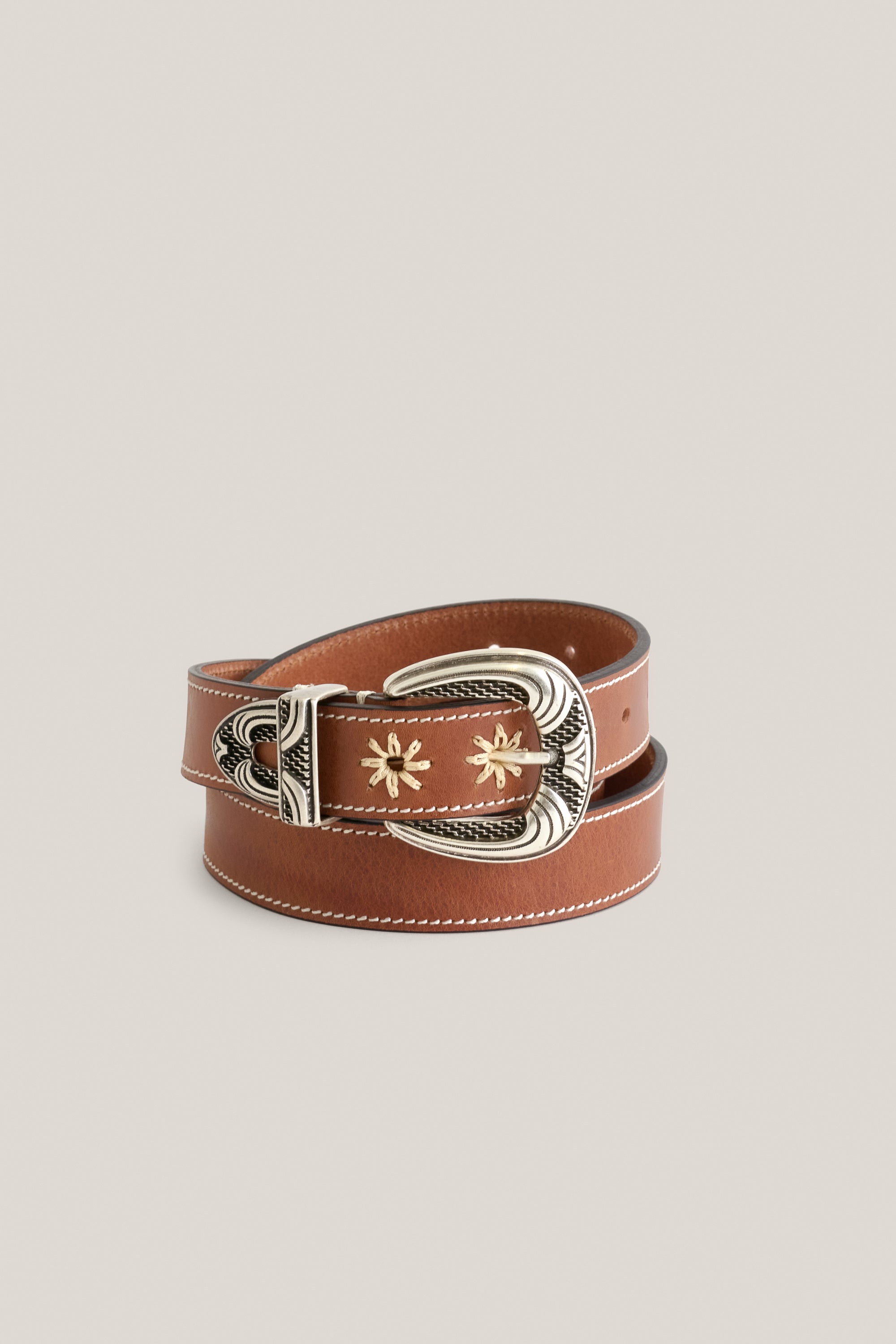 Brave Leather Inian Skrunchy Link Belt O-Ring Buckle M 32 Cognac Brown Bohemian Western Hand-Woven Scorpion Braided Genuine Full Leather  main image 2