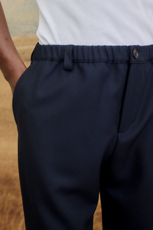 ELASTICATED WIDE TROUSERS