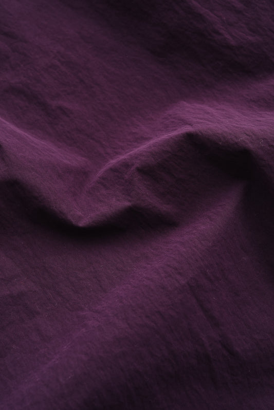 Men's long-sleeved shirt, 100% recycled polyamide, garment-dyed washed look, dark purple.