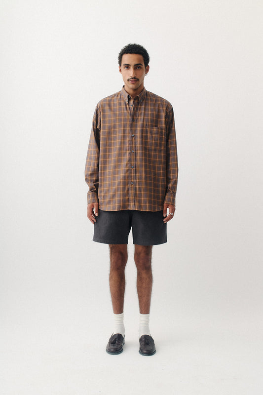 Banita Button Down Shirt Brown Madras Check