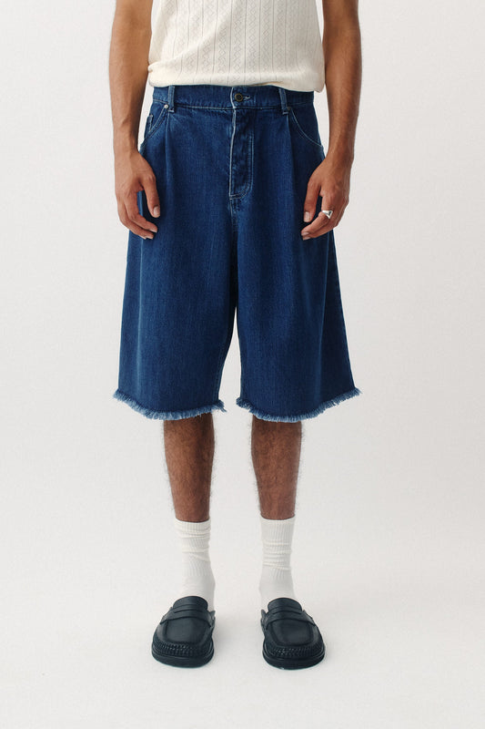 Duma Pleated Shorts Bleached Denim