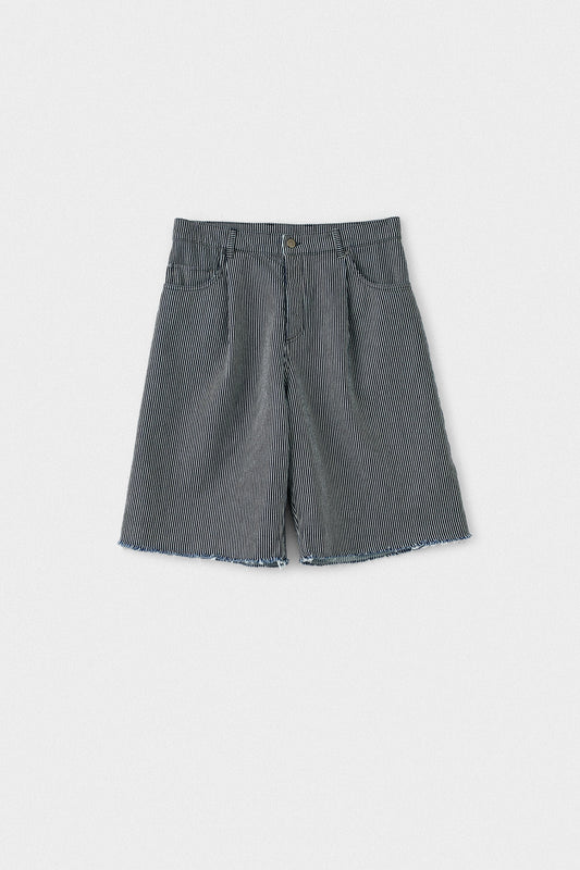Duma Pleated Shorts Striped Denim