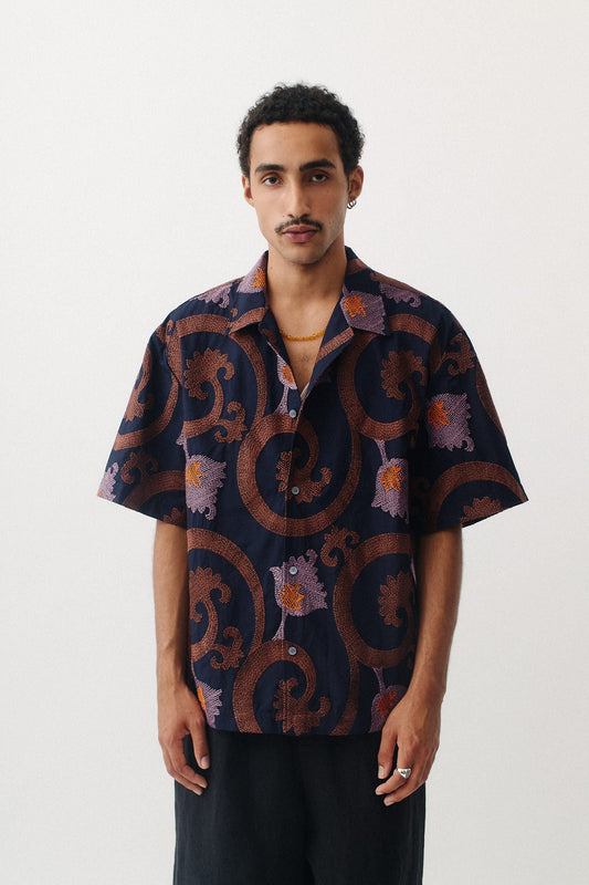Samata Shirt Embroidered Mulberry Night