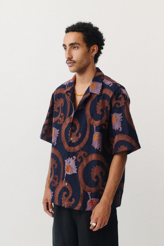 Samata Shirt Embroidered Mulberry Night
