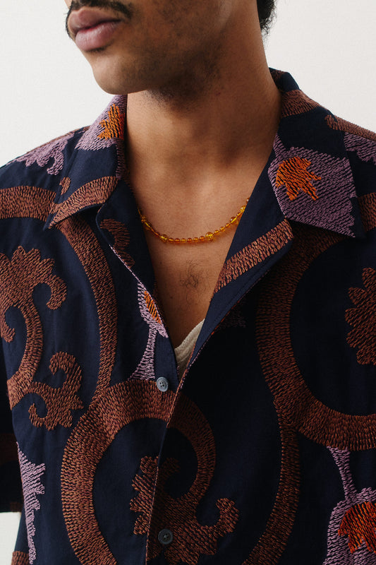 Samata Shirt Embroidered Mulberry Night