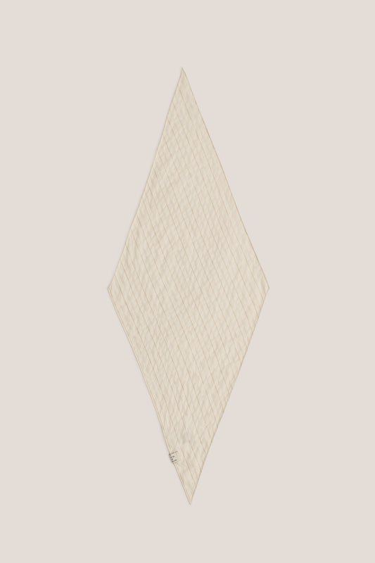 Unisex accessories bandana, cotton silk linen mix, washed, light beige, with subtle striped texture.