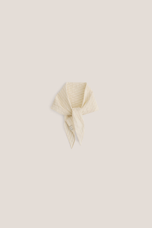 Women's accessories bandana, cotton, silk, linen blend, washed, cream with subtle stripes.