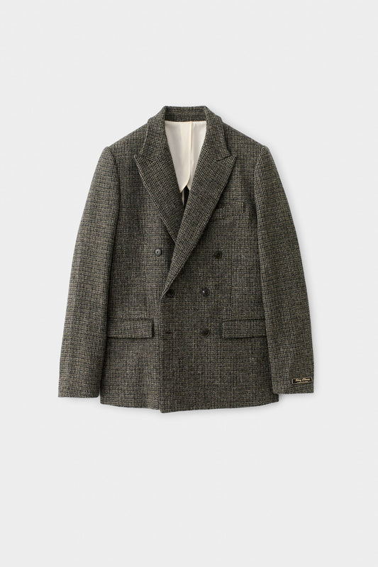 Double Breasted Peak Blazer Stoneshades Tweed