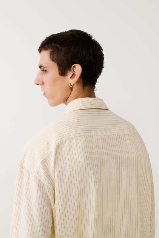 Rumba Shirt Cream Black Pinstripe