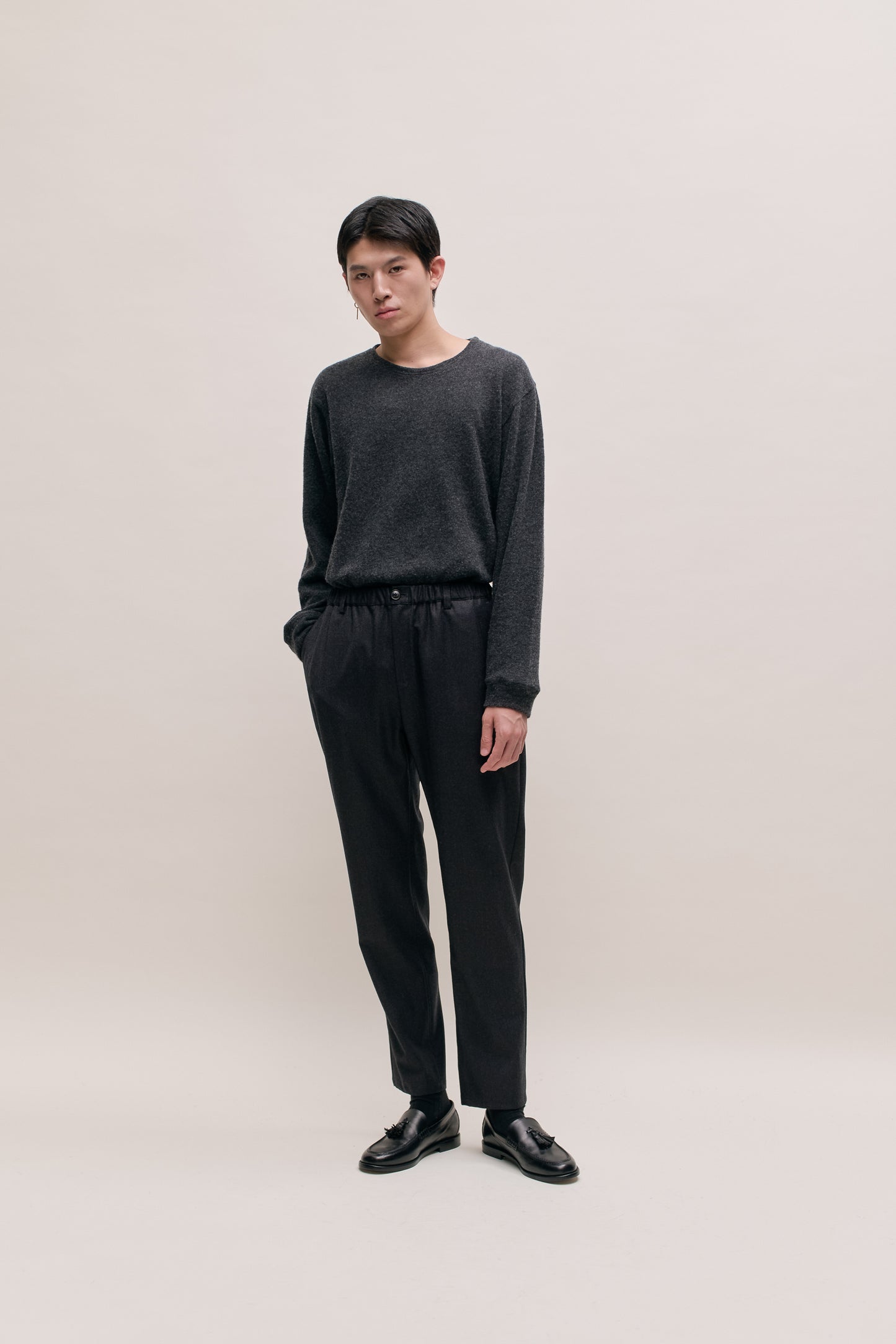 ELASTICATED WIDE TROUSERS