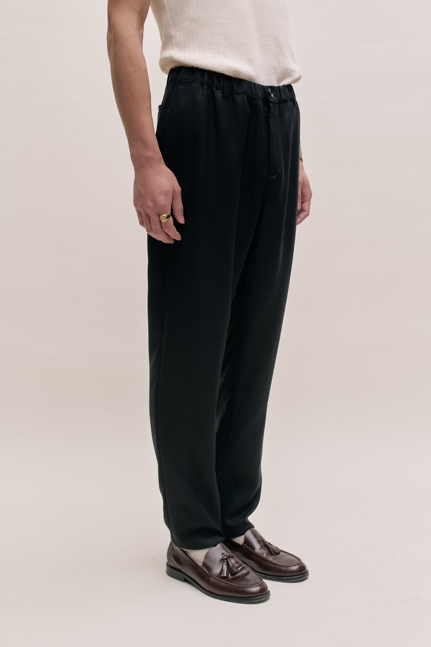 ELASTICATED WIDE TROUSERS