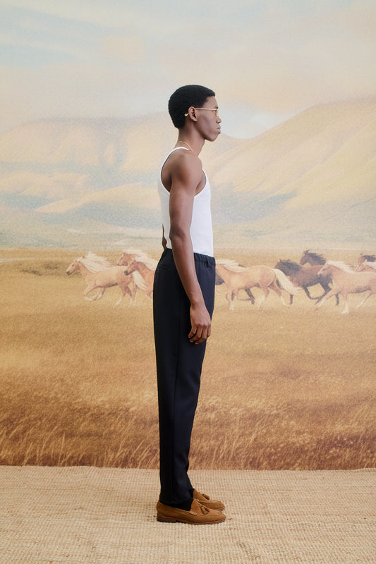 ELASTICATED WIDE TROUSERS