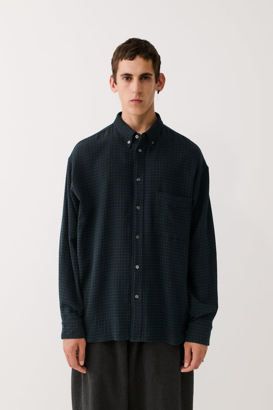 Banita Button Down Shirt Navy Green Check