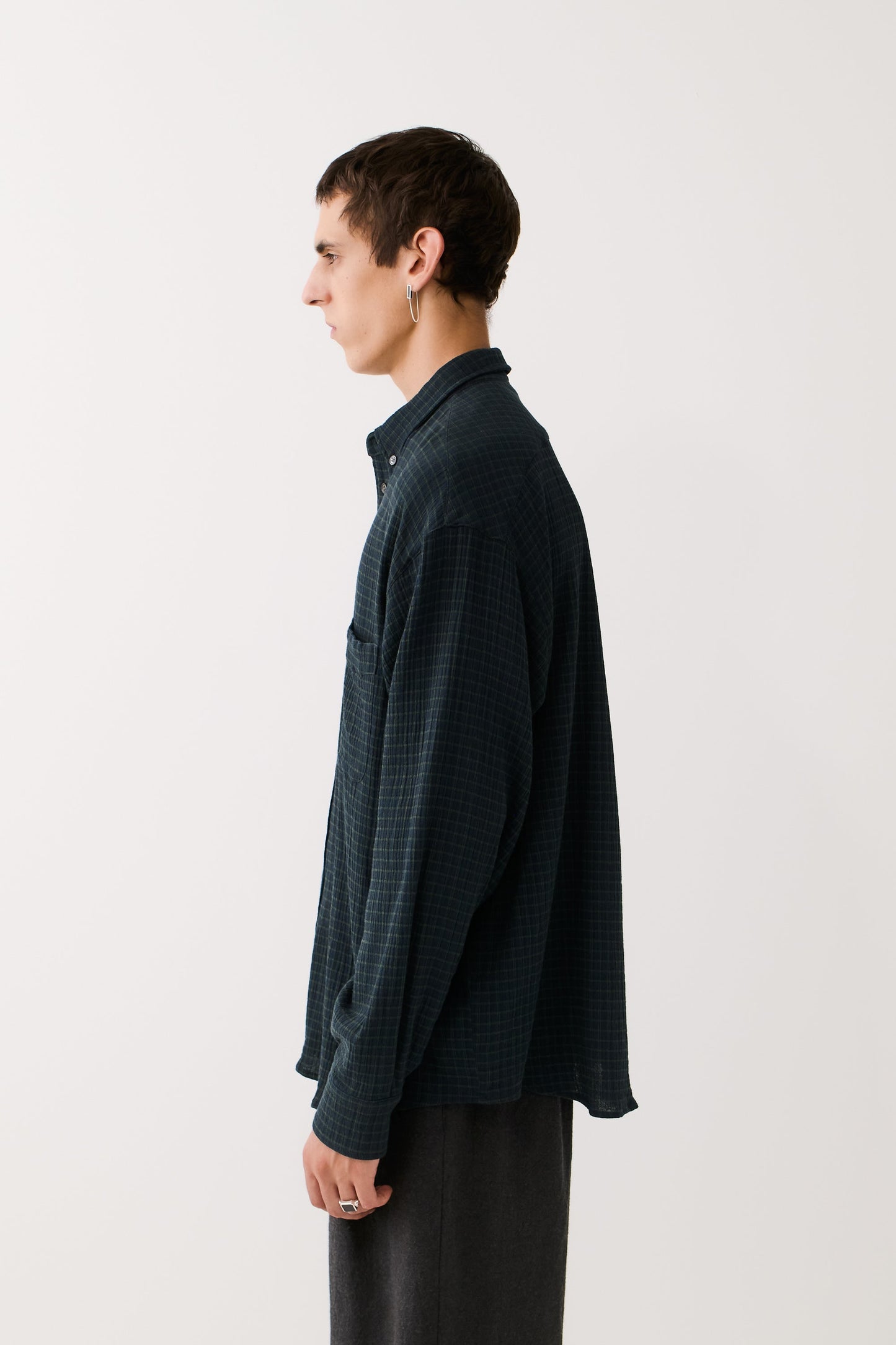 Banita Button Down Shirt Navy Green Check