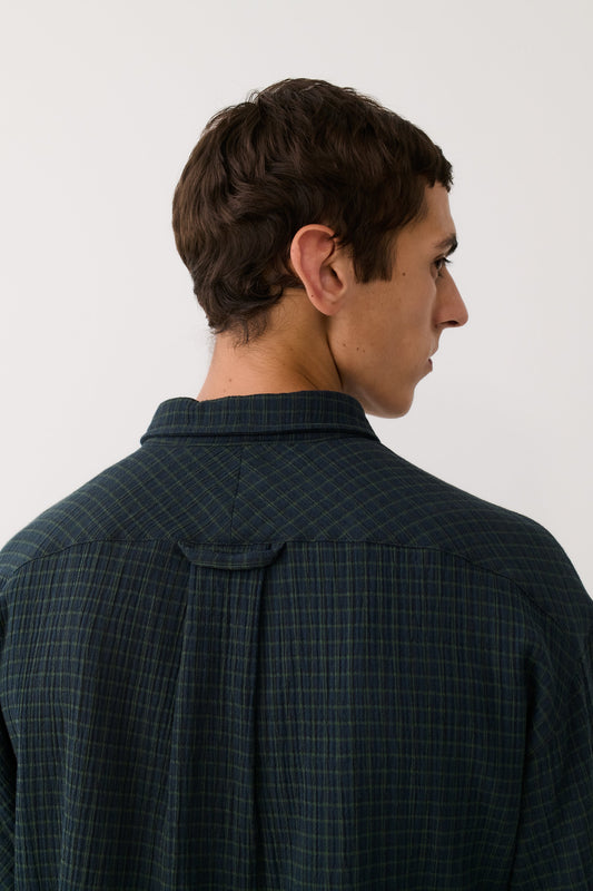Banita Button Down Shirt Navy Green Check