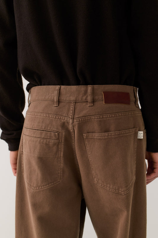 Duma Pleated Denim Washed Brown Twill