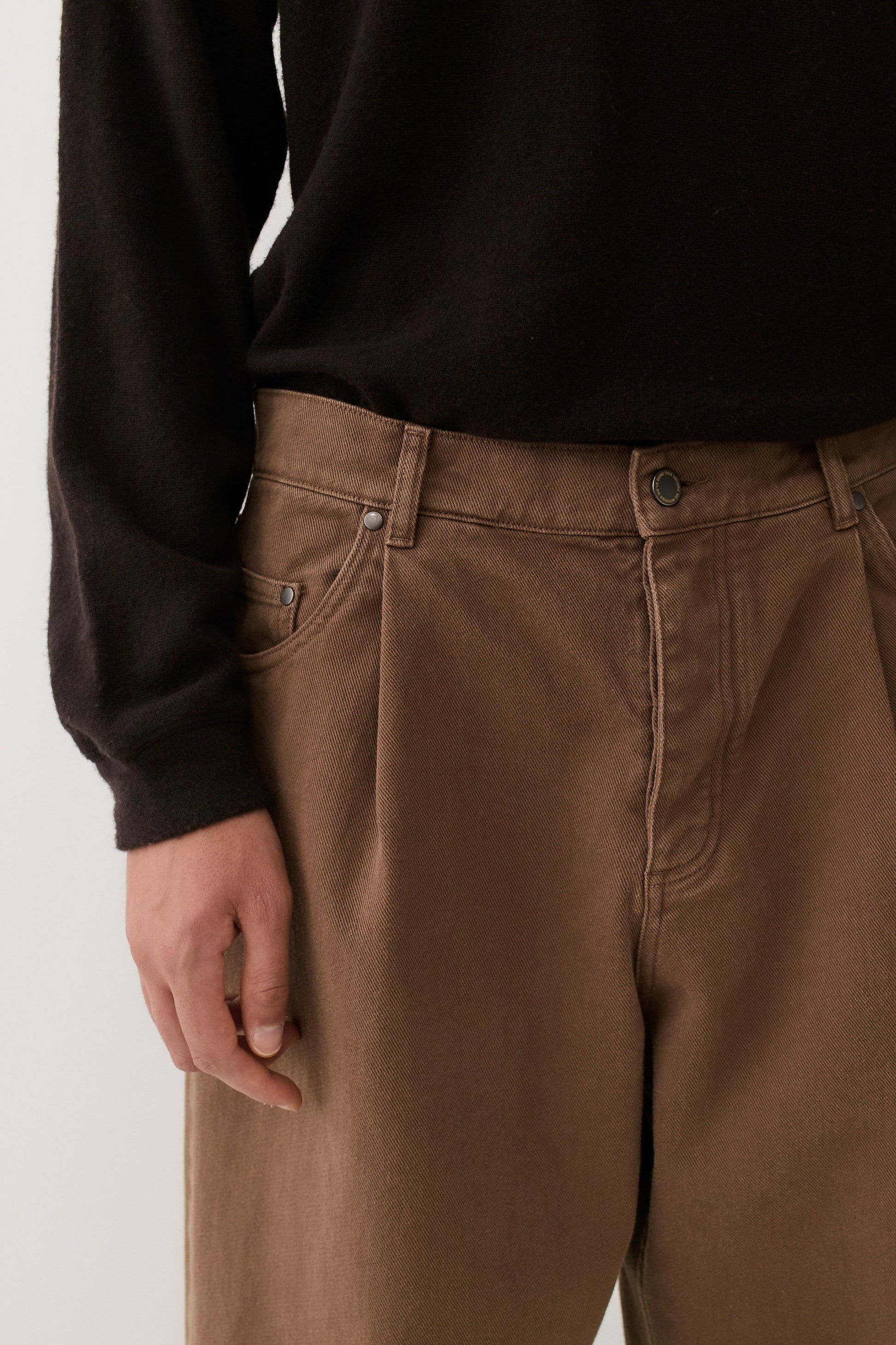 Duma Pleated Denim Washed Brown Twill