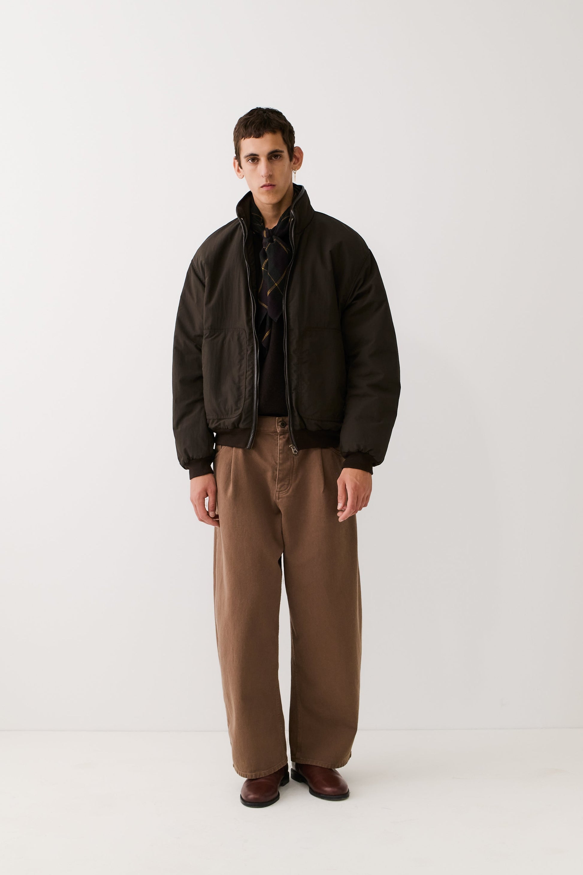 Duma Pleated Denim Washed Brown Twill
