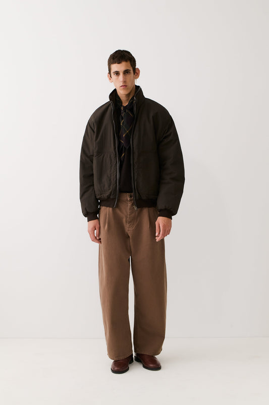 Duma Pleated Denim Washed Brown Twill