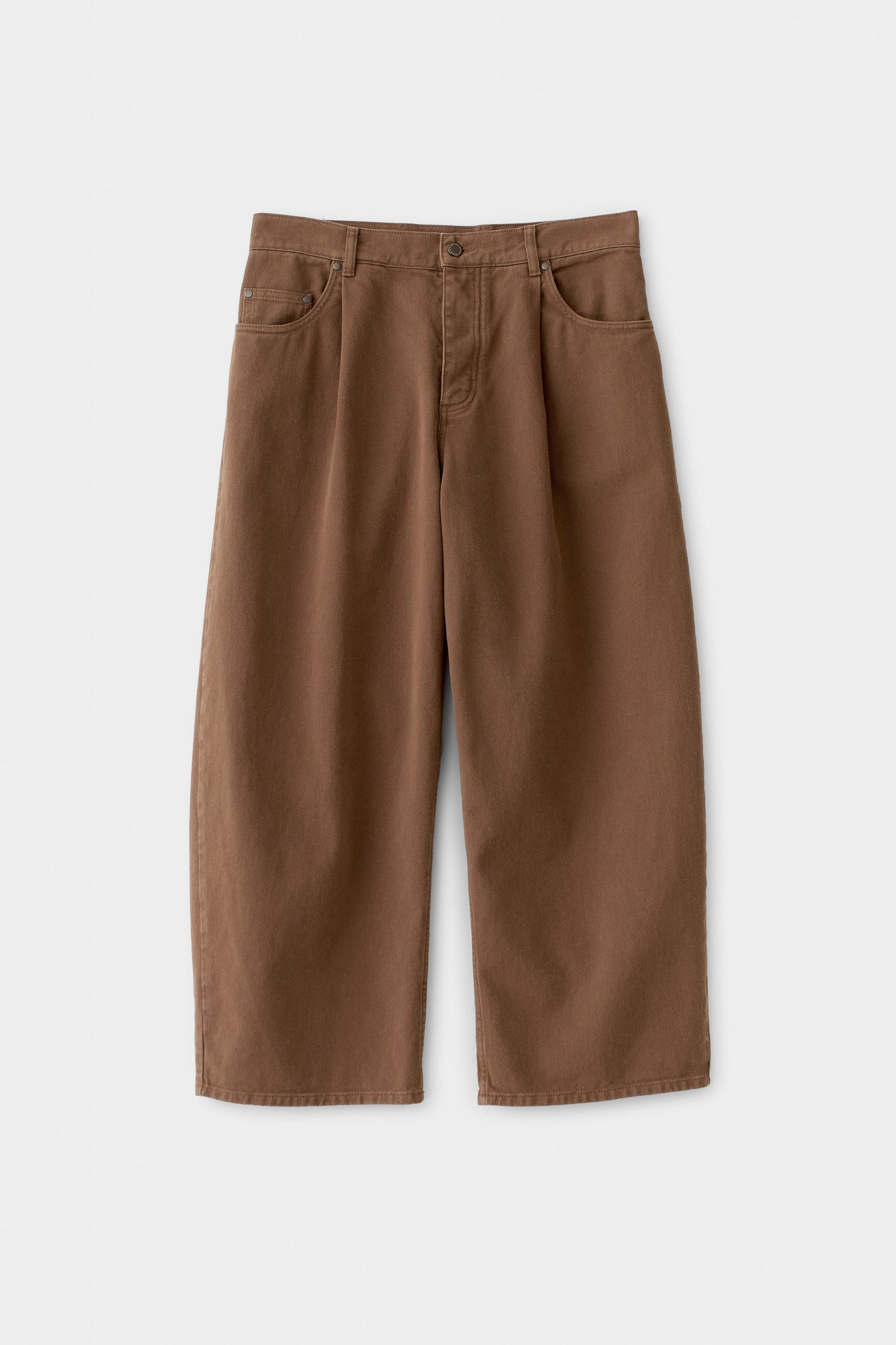 Duma Pleated Denim Washed Brown Twill