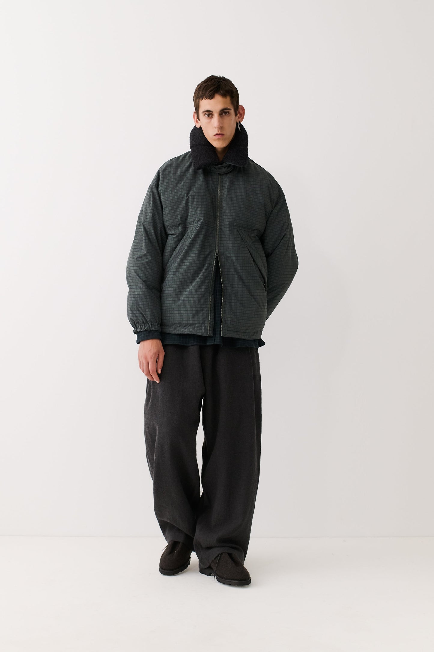 Esca Puffer Jacket Dark Forest Check