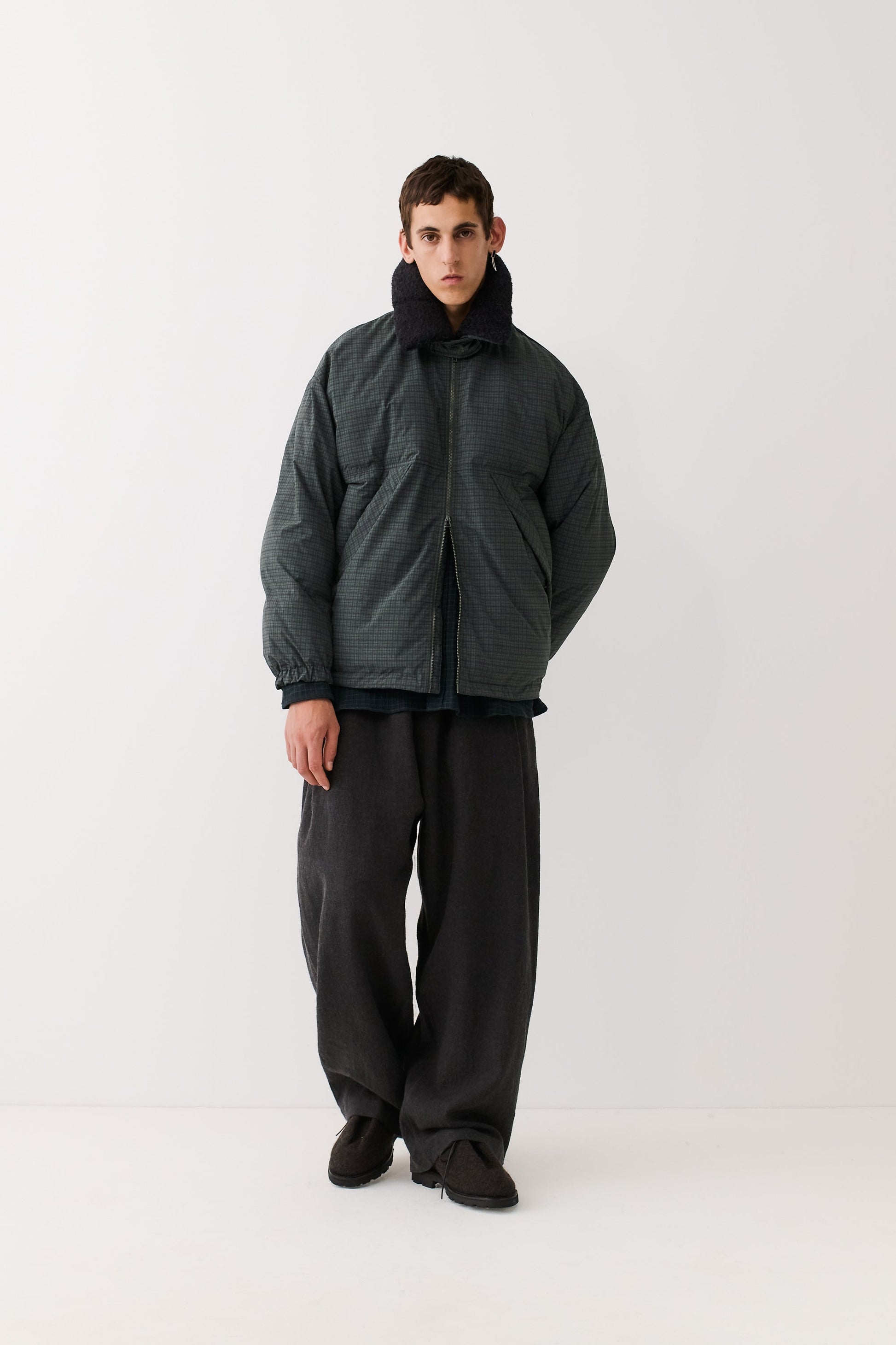 Esca Puffer Jacket Dark Forest Check