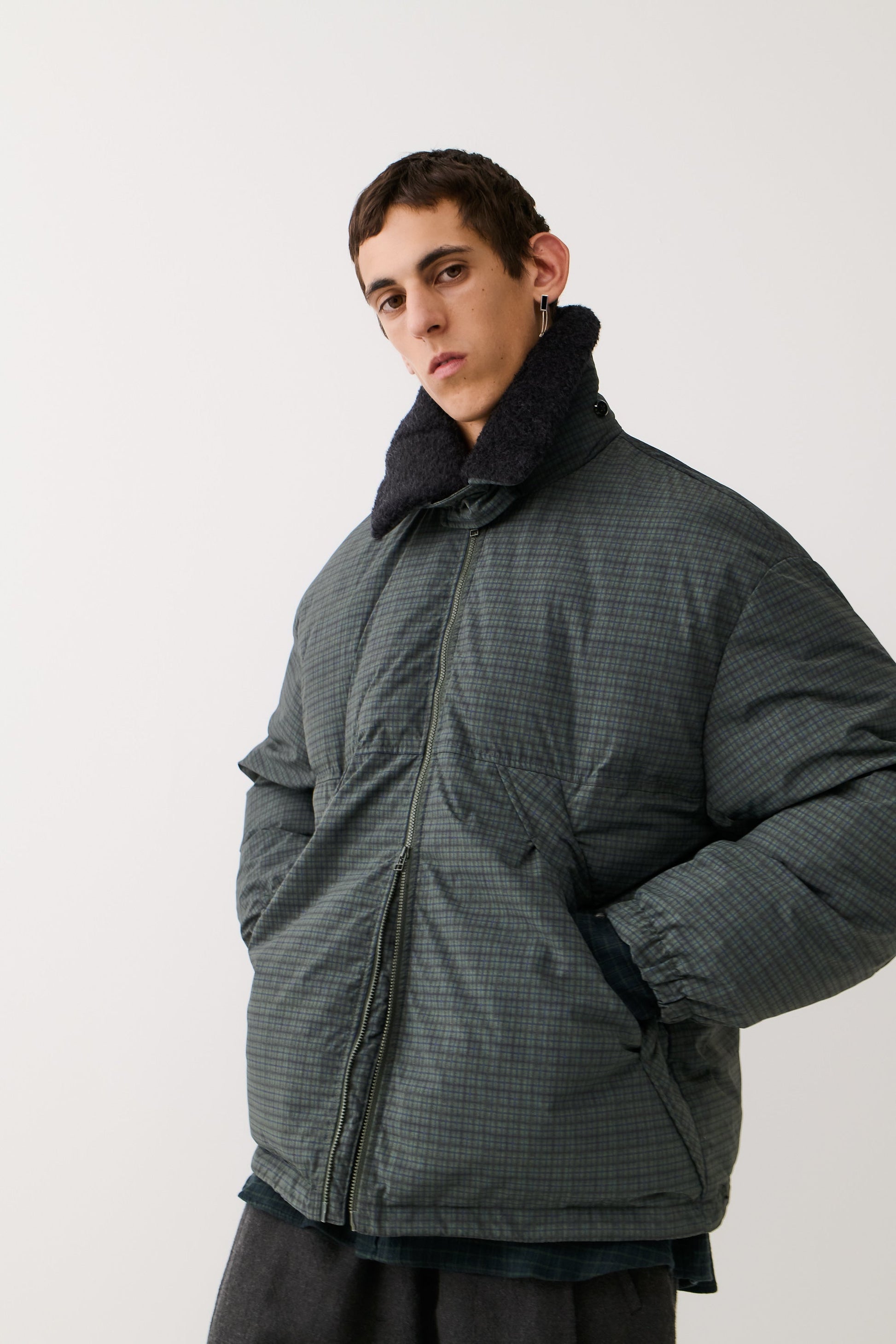 Esca Puffer Jacket Dark Forest Check