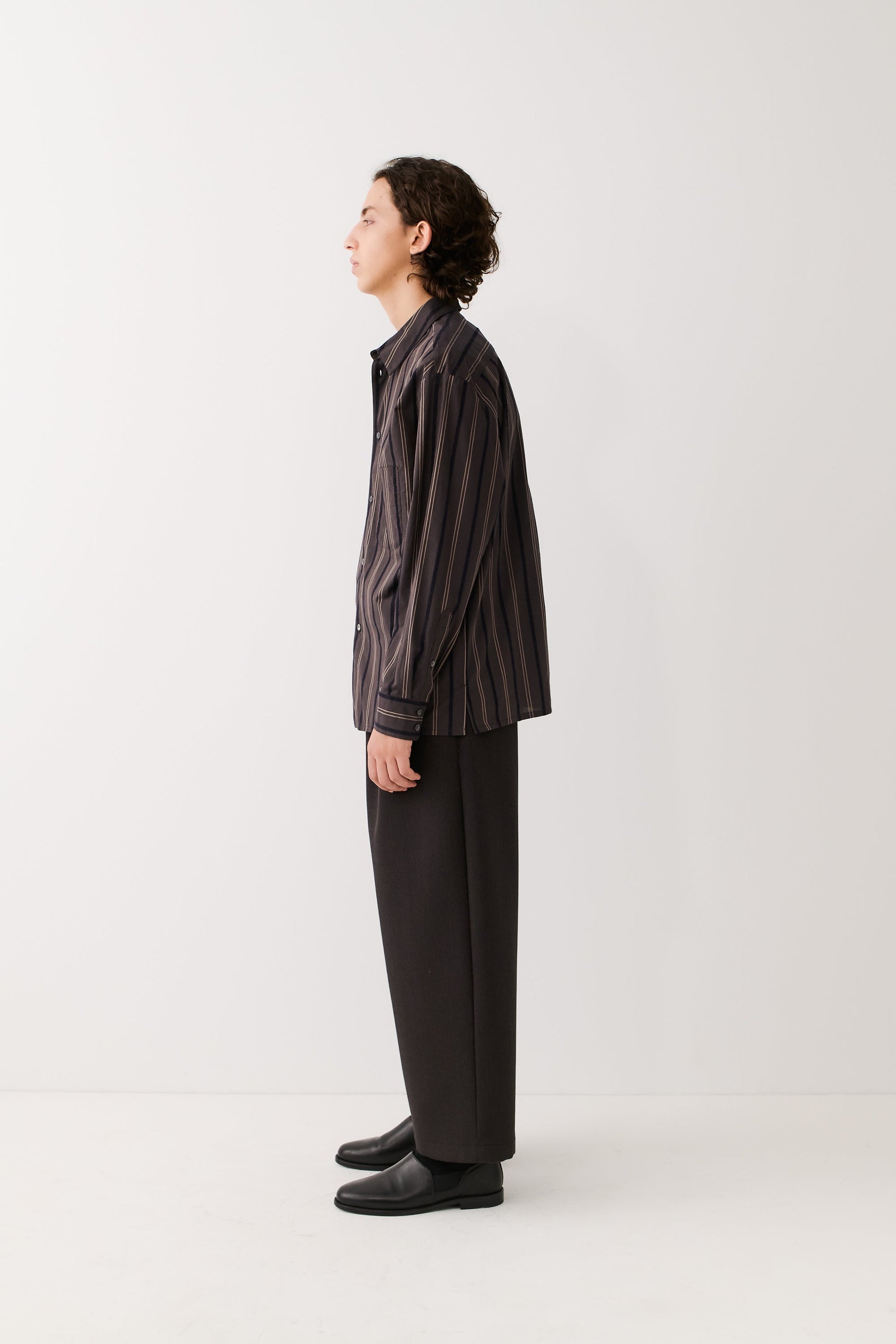 Gusto Shirt Brown Velvet Stripe