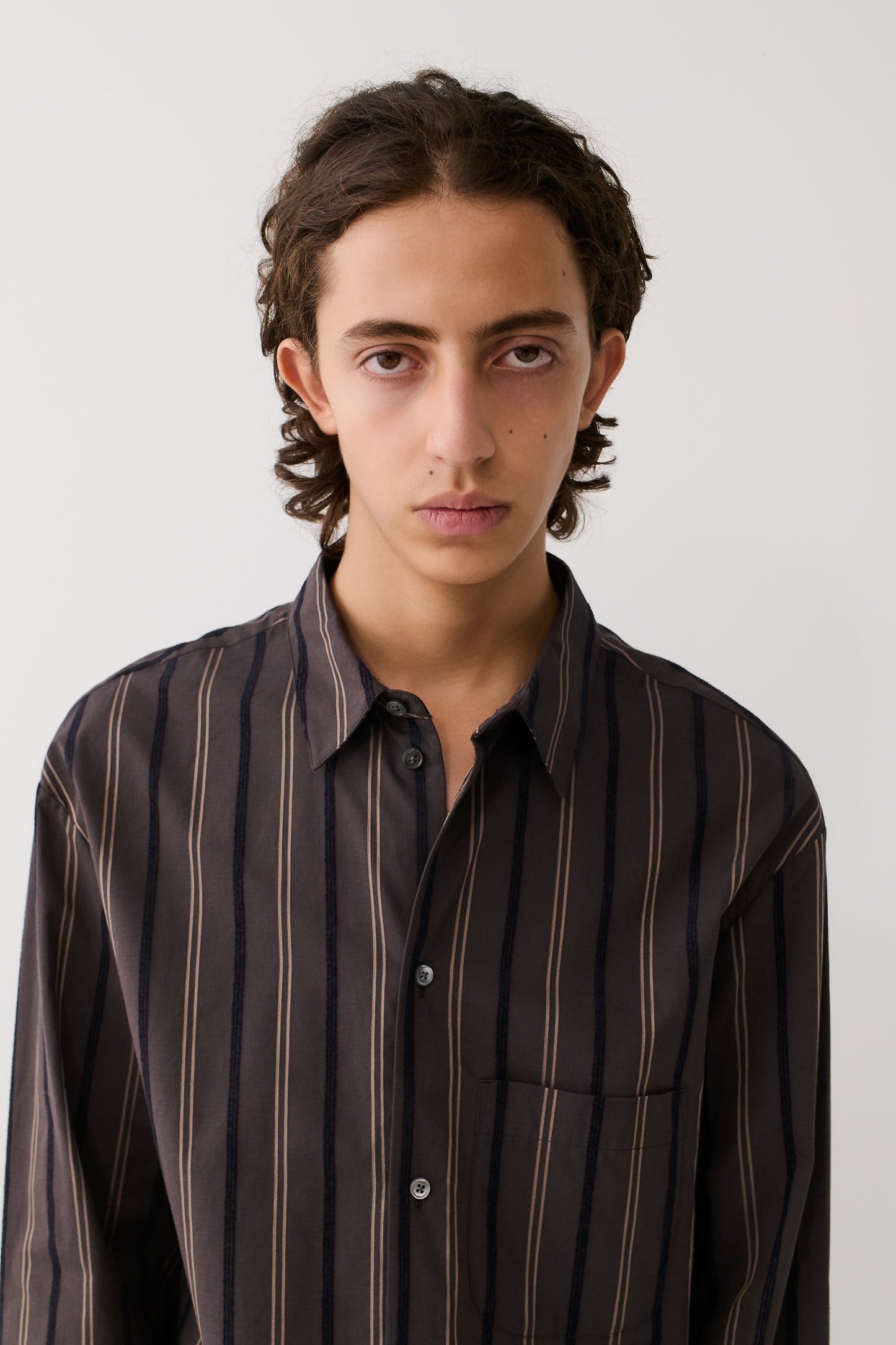 Gusto Shirt Brown Velvet Stripe