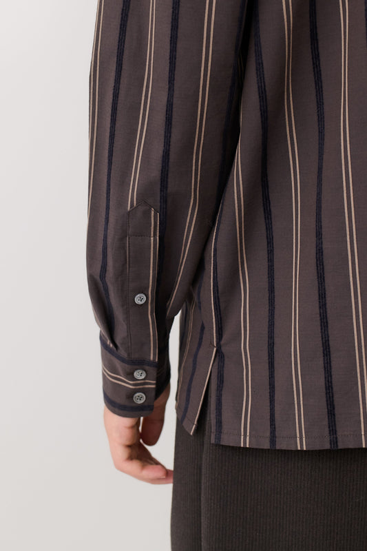Gusto Shirt Brown Velvet Stripe