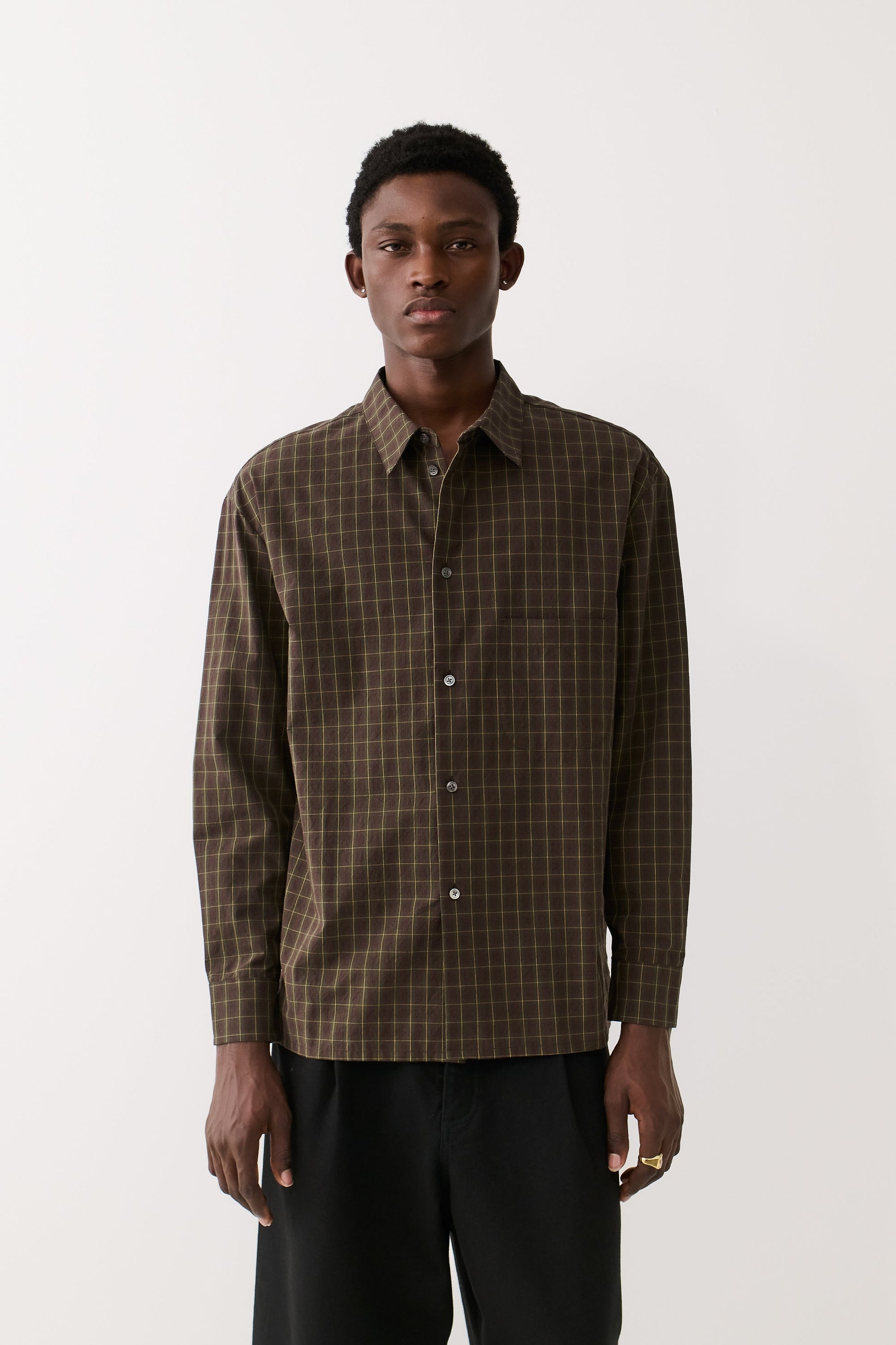 Gusto Shirt Olive Burgundy Check