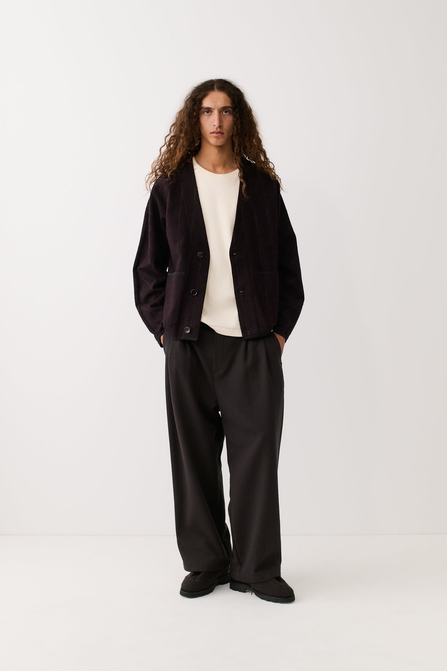 Kaan Cardigan Black Wine Line