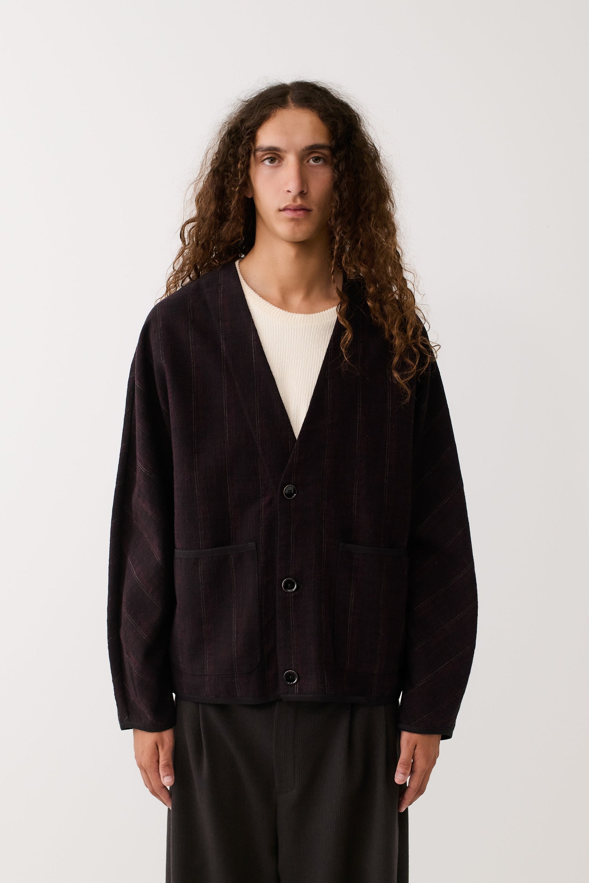 Kaan Cardigan Black Wine Line