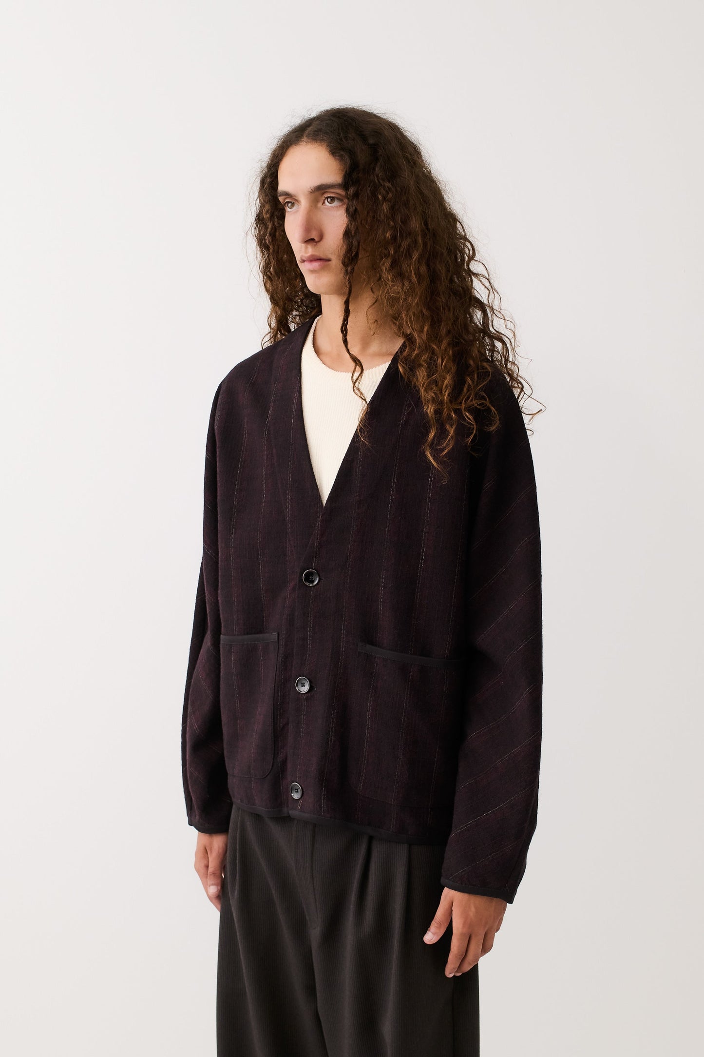 Kaan Cardigan Black Wine Line