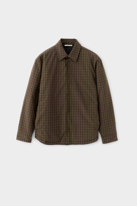 Olkay Quilted Overshirt Olive Burgundy Check