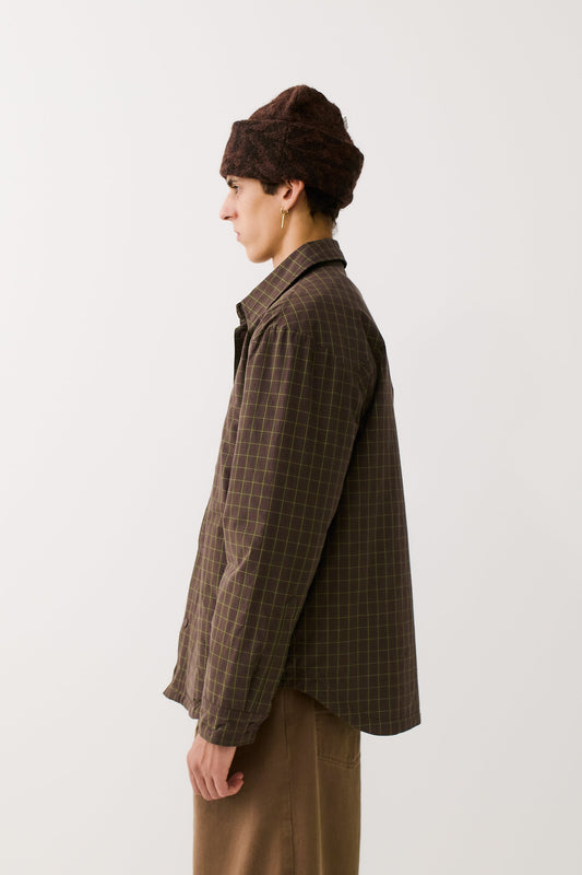 Olkay Quilted Overshirt Olive Burgundy Check