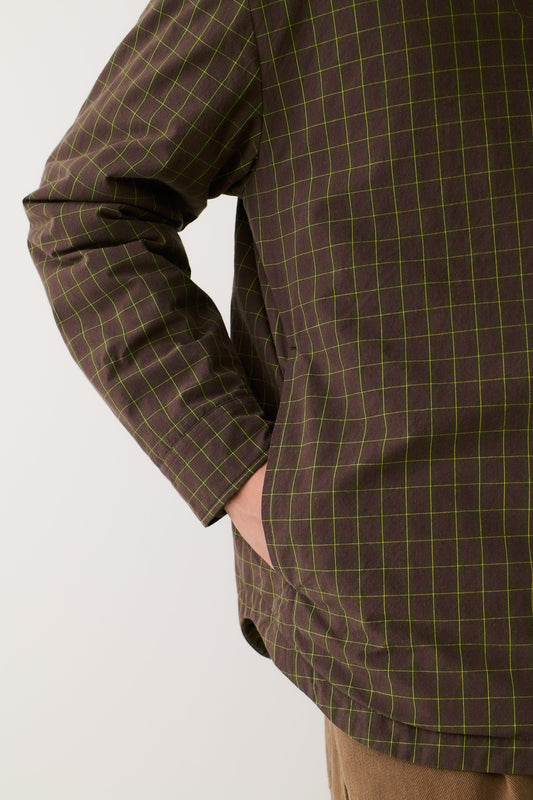 Olkay Quilted Overshirt Olive Burgundy Check