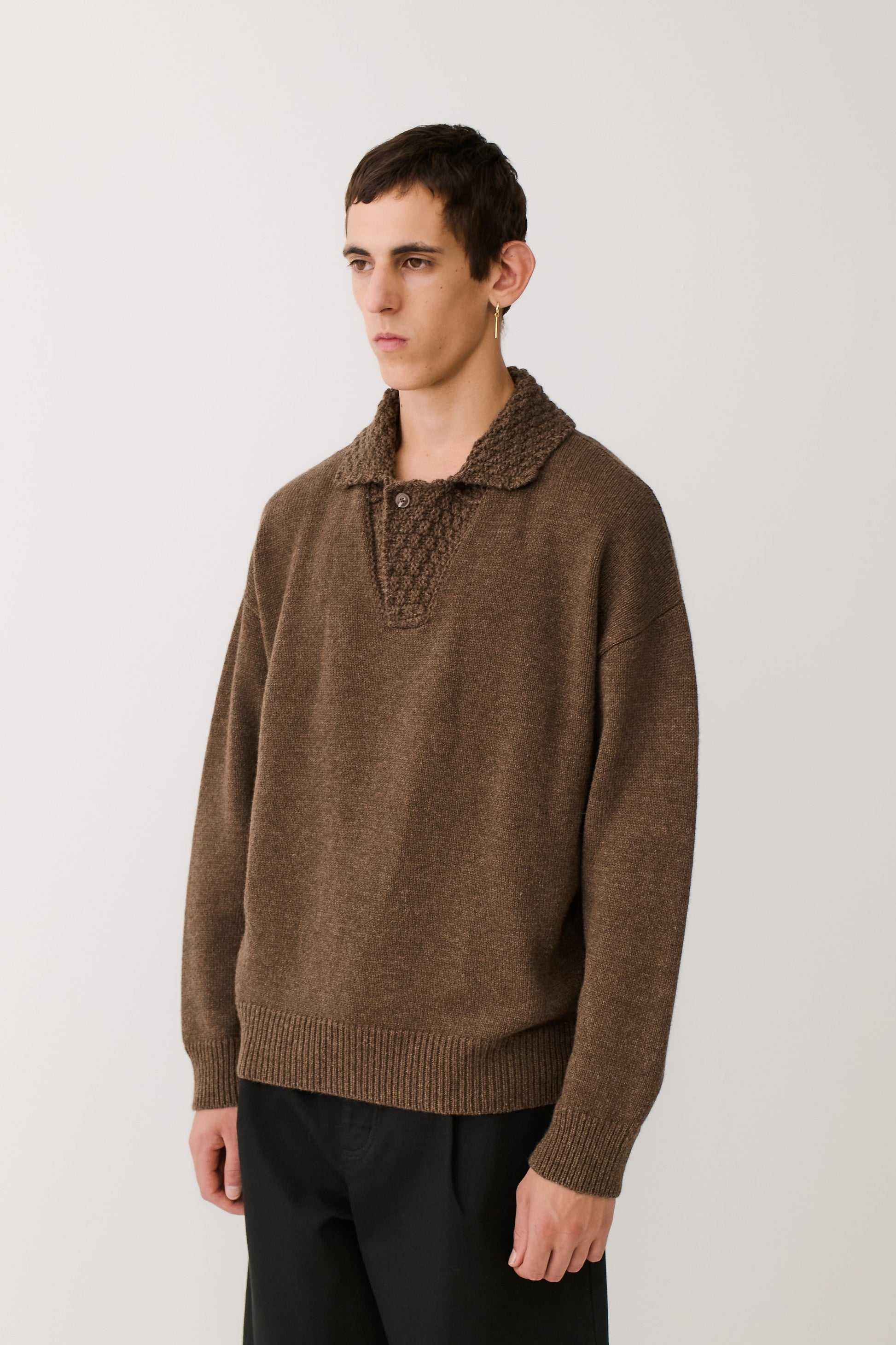 Palano Knit Polo Tobacco Melange