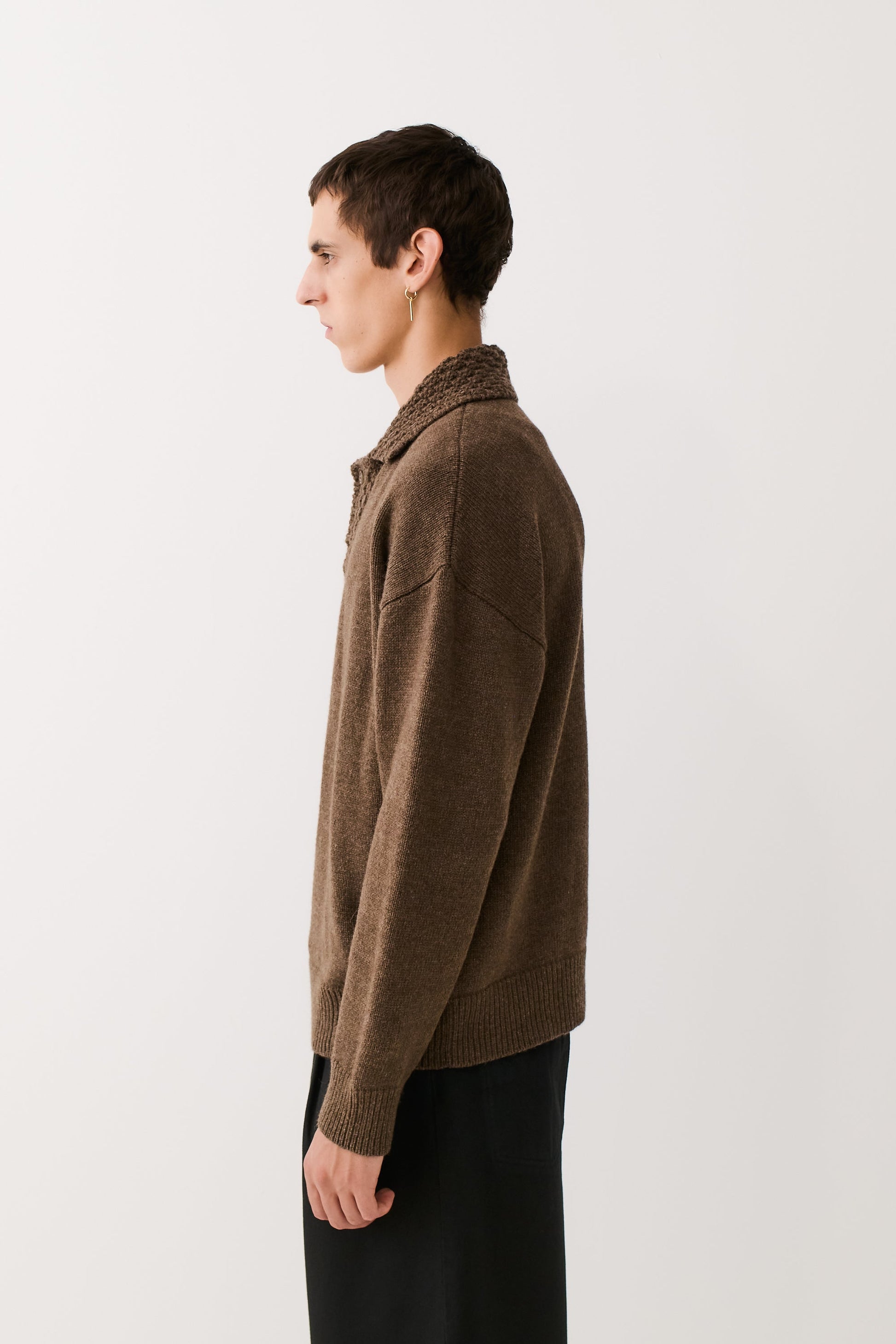 Palano Knit Polo Tobacco Melange