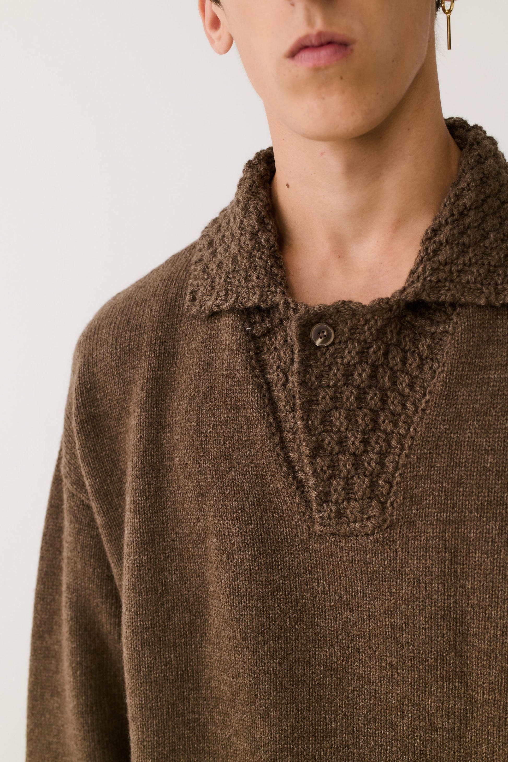 Palano Knit Polo Tobacco Melange