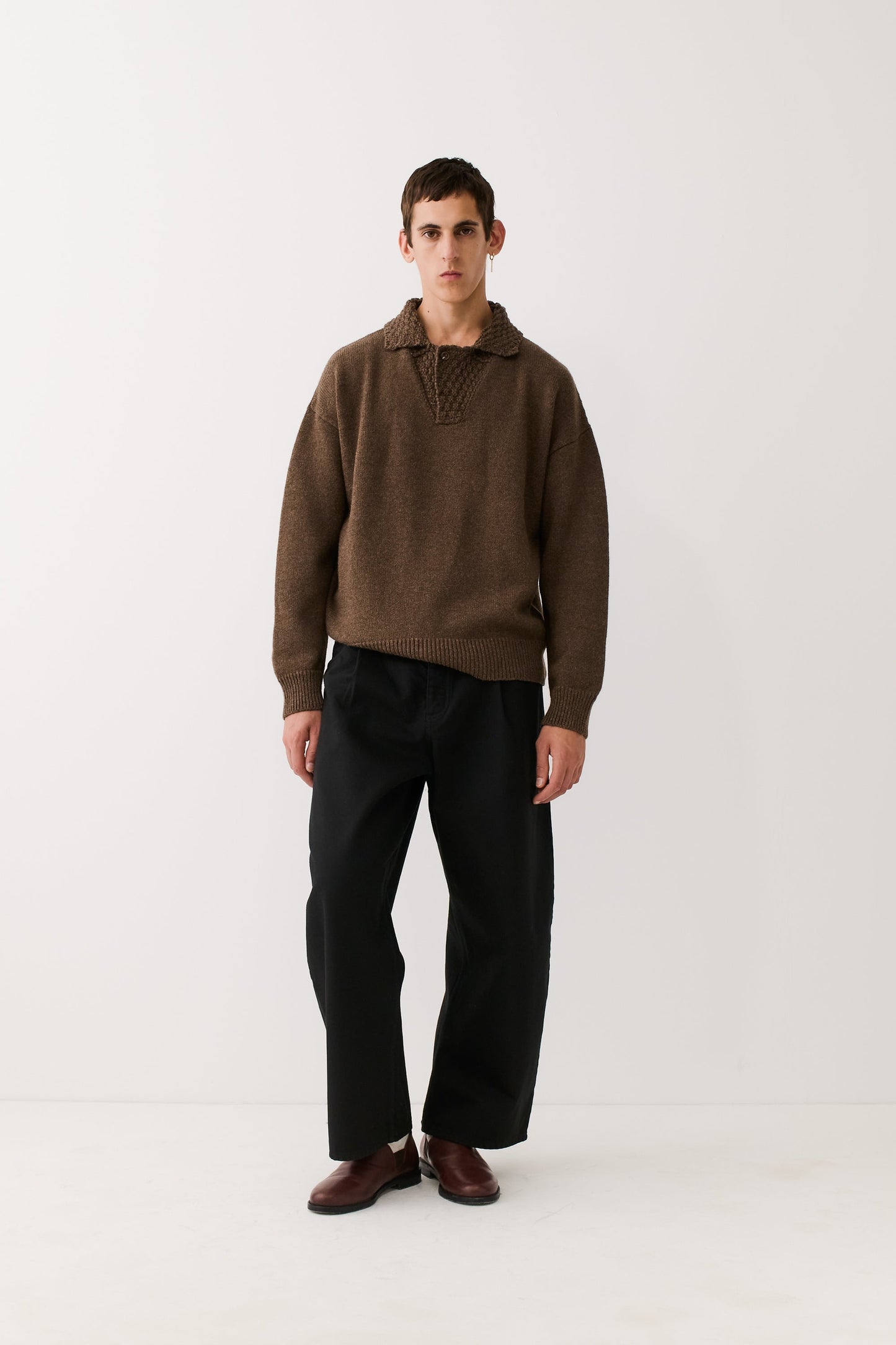 Palano Knit Polo Tobacco Melange