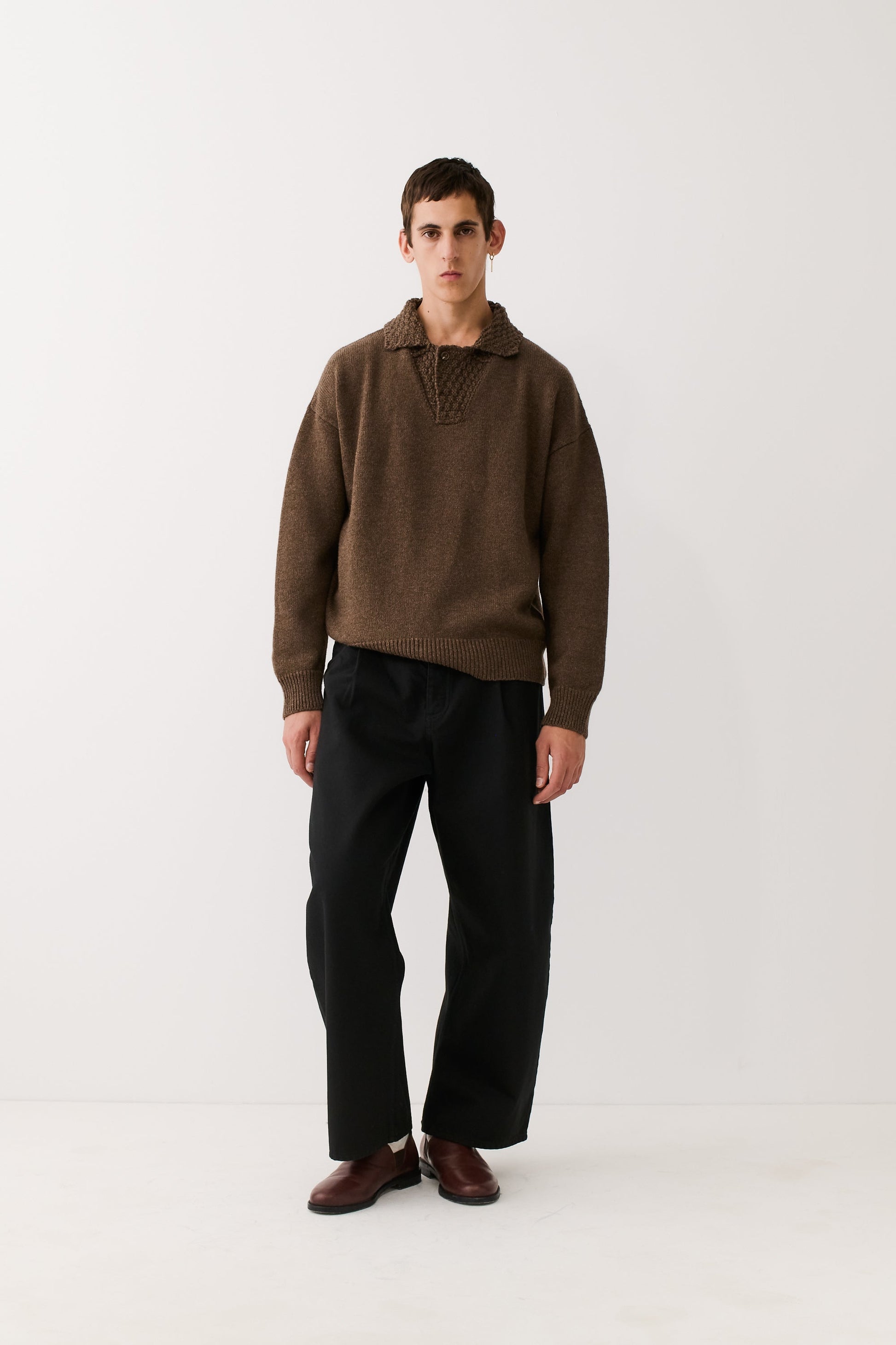 Palano Knit Polo Tobacco Melange