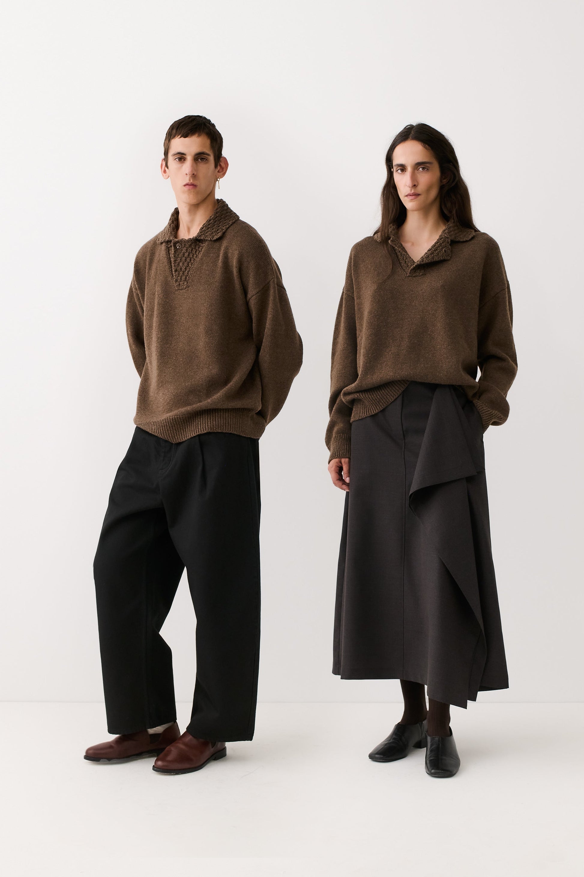 Palano Knit Polo Tobacco Melange