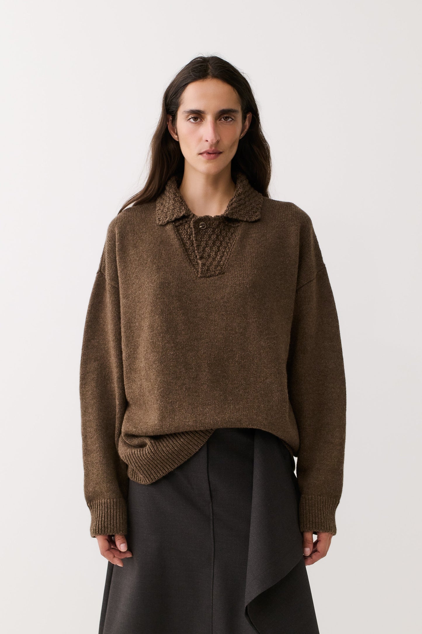 Palano Knit Polo Tobacco Melange