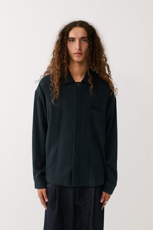 Rumba Shirt Navy Green Check