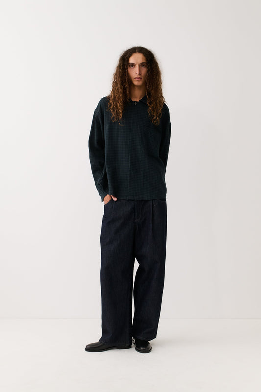 Rumba Shirt Navy Green Check