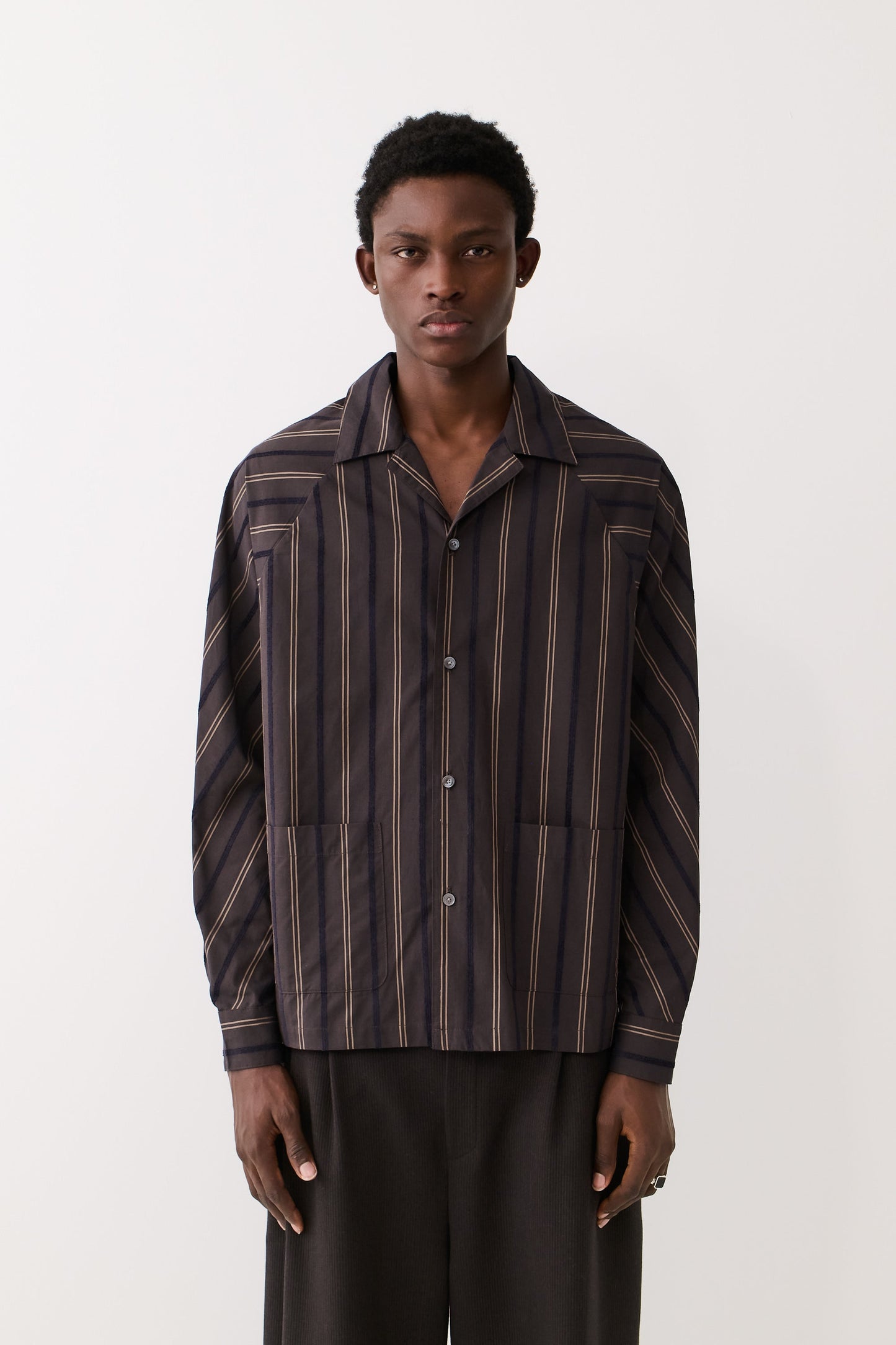 Songino Shirt Brown Velvet Stripe