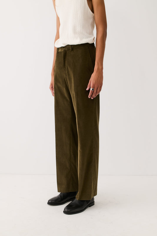 Tailored Wide Trousers Olive Haze Corduroy