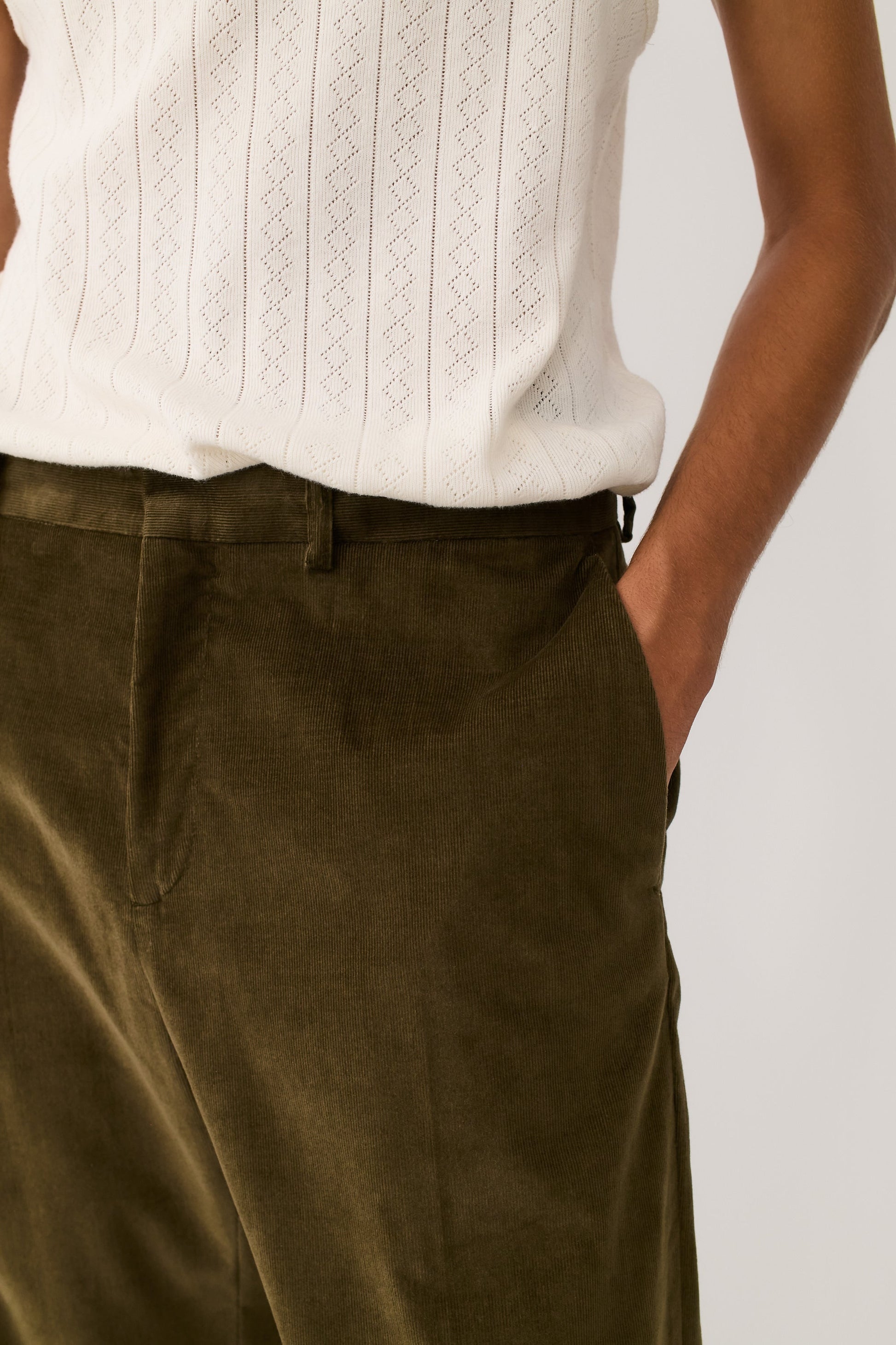 Tailored Wide Trousers Olive Haze Corduroy