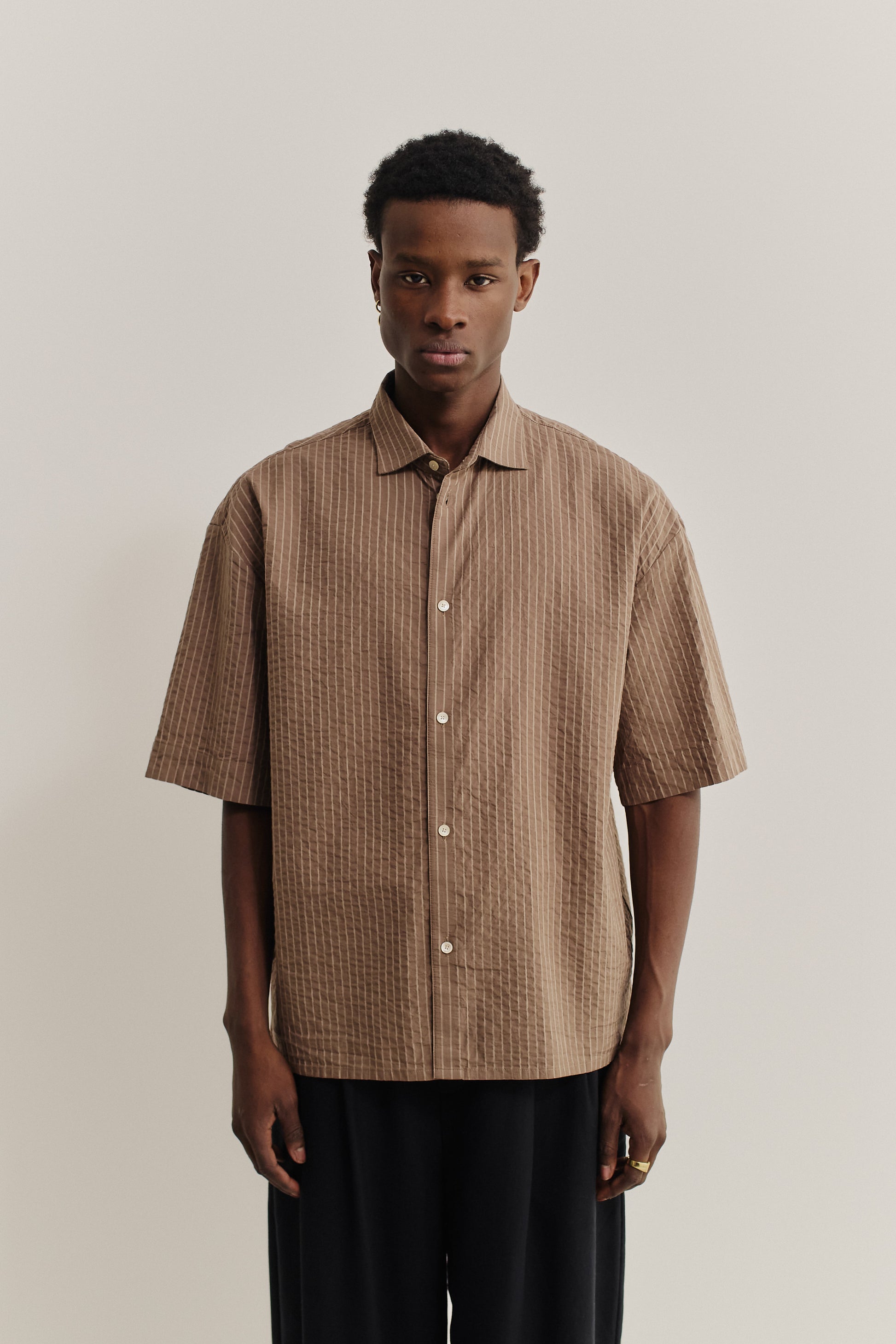 brown striped dress shirt Hunton Stripe Brown Shirt
